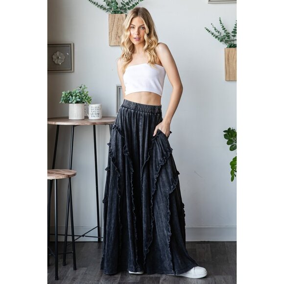 Oli & Hali Pants - Oli & Hali Ruffle Detail Wide Leg Flare Pants NEW Size Medium
